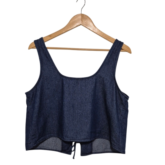 NLT Tie-Front Denim Top Made in USA 100% Cotton Size Large - Picture 4 of 5